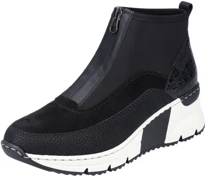 Produktbild von Rieker Damen Stiefelette High Top Sneaker Reißverschluss N6352, Größe:42 EU, Farbe:Schwarz