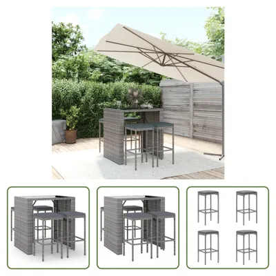 Produktbild von The Living Store 5-tlg. Gartenbar-Set mit Kissen Grau Poly Rattan