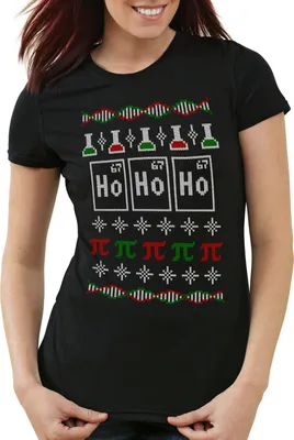 Produktbild von style3 Ho Ho Holmium Ugly Sweater Damen T-Shirt chemie x-mas pulli weihnachten, Farbe:Schwarz, Größe:S
