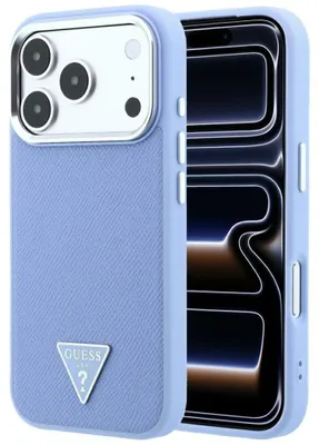 Zdjęcie produktu dla Etui Guess Grained Triangle Logo MagSafe do iPhone 18 Pro Max / 17 Pro Max niebieski