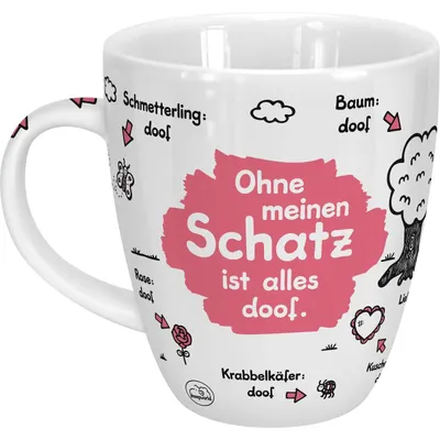 Produktbild von Sheepworld Ohne meinen Schatz ist alles doof., Einzelbild, 500 l, Schwarz, Pink, Weiß, Porzellan, Universal, Deutsch