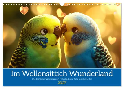Produktbild von Im Wellensittich Wunderland (Wandkalender 2027 DIN A3 quer), CALVENDO Monatskalender