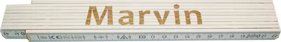 Produktbild von Zollstock Marvin, weiß, 2 m, 17 mm breit, 10 Glieder, Genauigkeitsklasse 3, zweiseitige Zentimeter-Einteilung