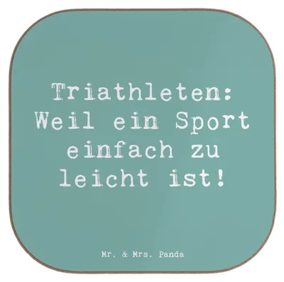 Produktbild von Mr. & Mrs. Panda Holzuntersetzer Spruch Triathlon Helden - Meeresbrise - Geschenk, Teamsport, Ausdauersport, Untersetzer Gläser, Tassen, gläseruntersetzer, Sportart, Glas
