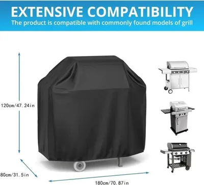 Obrázek produktu pro Černý obal na gril (180 x 80 x 120 cm), nepromokavý (210D), odolný proti UV záření, vodoodpudivý, odolný proti vlhkosti, pro grily Weber Holland.