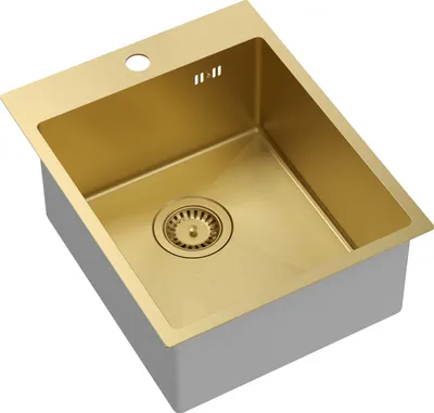 Produktbild von QUADRON Spülbecken 1-Becken Spüle | Größe: 40 x 50 x 20 cm | RUSSEL 90 | Küchenspüle Edelstahlspüle mit Siphon | Golden Pvd