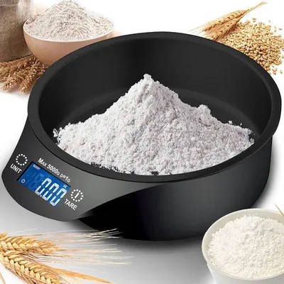 Immagine prodotto di Bilancia da cucina digitale da 5 kg con display LCD e ampia ciotola, nera