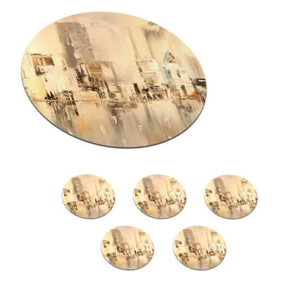 Obrázok produktu pre MuchoWow® Okrúhly sklenený podšálok, sada 6 ks Maľba - Olejomaľba - Abstraktné - Panoráma 10x10x0.3cm Podložky pod poháre - podložky pod nápoje -