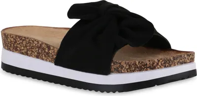 Produktbild von VAN HILL Damen Pantoletten Sandaletten Profil-Sohle Schuhe 841090, Farbe: Schwarz, Größe: 38