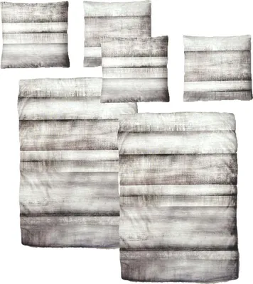 Produktbild von Baumwolle Satin Bettwäsche Streifen Grau Weiß 135x200 80x80: 4 tlg.