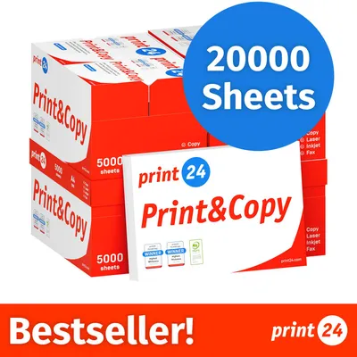 Productafbeelding van NIEUW: print24 Printerpapier Kopieerpapier 20000 Vel 40 x 500 A4 Premium Extra Wit CIE 160 Testwinnaar PEFC-gecertificeerd