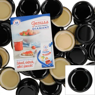 Zdjęcie produktu dla zestaw 50 czarnych pokrywek TO66 Pokrywki do słoików z okrągłym brzegiem Zapasowe pokrywki