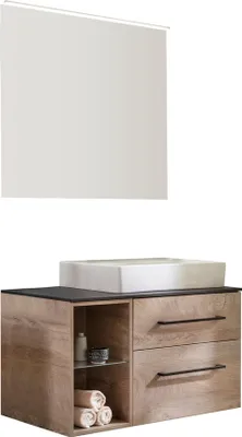 Produktbild von Fackelmann OXFORD Badmöbelset 6-teilig, 90 cm, Braun hell, Keramik