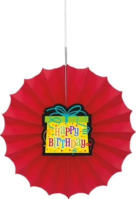 Produktbild von Unique Party -  Fächerdekoration, Seidenpapier, Happy Birthday SG38224 (Einheitsgröße) (Bunt)