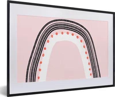 Produktbild von MuchoWow® Gerahmtes Poster Regenbogen - Minimalismus - Rosa 60x40 cm - Poster mit Schwarzem Bilderrahmen Wandposter Rahmen Foto Bilder - Schlafzimmer - Plakat in Rahmen - Drucken