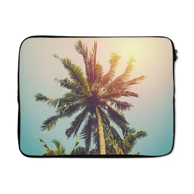 Produktbild von MuchoWow® Laptop Hülle 17 Zoll Laptoptasche Palme - Sommer - Tropisch - Sonne - Zipper - Schutzabdeckung