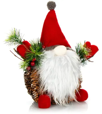 Produktbild von COM-FOUR® Weihnachtsmannfigur Größe XL, winterliche Santa Claus-Figur mit Tannenzapfenkörper, weihnachtliche Dekoration, hinreißende Tischdeko zur Adventszeit