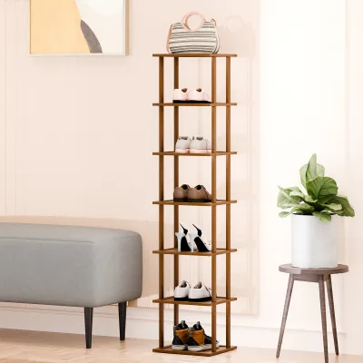 Produktbild von 5/6/7/8 Etagen Vertikales Schuhregal, Bambus schmales Schuhregal, kleiner Schuh-Organisator, platzsparendes Eck-Schuhregal, hoher Schuhturm-7