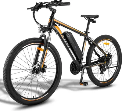 Produktbild von E Bike Rostfreie Aluminiumlegierung MTB 27,5 Zoll bis zu 90 - 110 km Elektrofahrrad mit 21 Gang Mountainbike, Orange