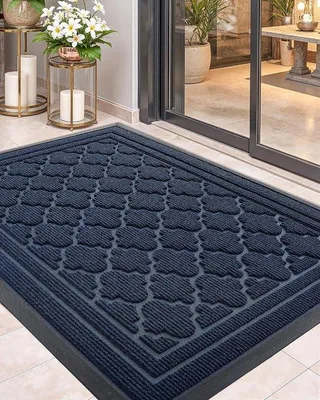 Productafbeelding van Famanu antislipmat voor buiten, robuuste en weerbestendige deurmat, wasbare vuilafschermer, 90x150 cm, deurmat voor buiten, instapmat - blauw