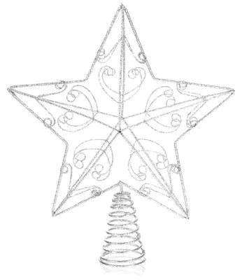 Weihnachtsstern aus Metall, silber, Ornamentmotiv, 30,5 x 25,5 cm