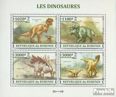 Produktbild von Briefmarken Burundi 2013 Mi 3238-3241 Kleinbogen (kompl. Ausgabe) postfrisch Dinosaurier
