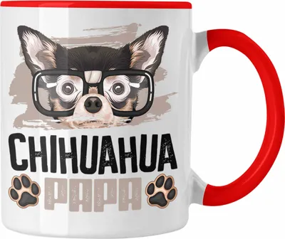 Produktbild von Trendation - Chihuahua Papa Besitzer Tasse Geschenk Lustiger Spruch Geschenkidee Chihuahua Liebhaber (Rot)