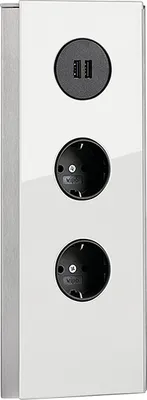 Produktbild von MIRA Eck Glas USB A Eck-Steckdose WEISS - 2-fach Schuko und 2-fach USB Charger / Steckdosen