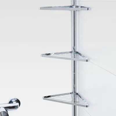 Produktbild von Teleskop Badregal Eckregal Teleskopregal verchromt Duschregal Duschablage Bad- und Dusch-Ablage Regal