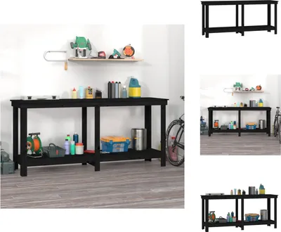Obrázek produktu pro vidaXL Pracovní stůl černý 180x50x80 cm z masivního borovicového dřeva - Pracovní stoly