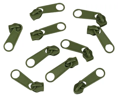 10 Reißverschluss Zipper für Endlosreißverschluss, 3mm, olivgrün