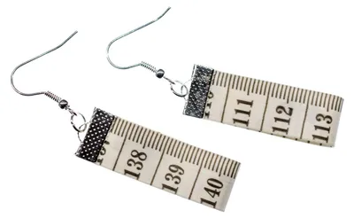 Produktbild von Maßband Ohrringe Miniblings Hänger Schneider Designer Upcycling Vintage weiß