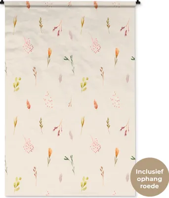 Produktbild von MuchoWow® Wandteppich Wandbehang Blumen - Pastell - Rosa 120x180 cm Tapisserie Dekoration Wandtuch - Schlafzimmer - Dekorationen für das Haus