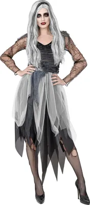 Produktbild von Halloween Kostüm "Ghostly Spirit" für Damen | Spinnenkleid - Grau Variante: M