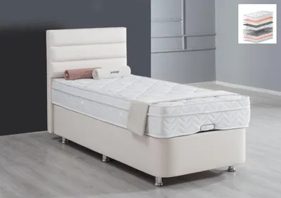 Produktbild von Bett Beige Einzelbett Metall Modern Schlafzimmer Betten Möbel 120x200