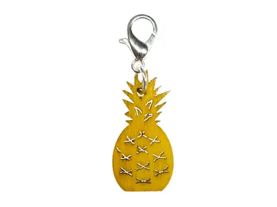 Produktbild von Ananas Charm Anhänger Bettelanhänger Miniblings Obst Früchte Frucht Holz gelb