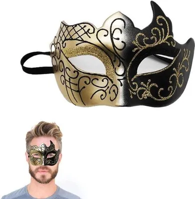 Imagen del producto de Máscara de carnaval negra y dorada para Halloween y fiestas