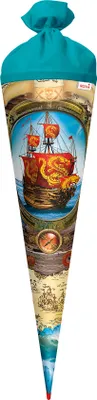 Produktbild von ROTH Schultüte groß Piratenschiff 70 cm rund Rot(h)-Spitze Filzverschluss Zuckertüte Schulanfang