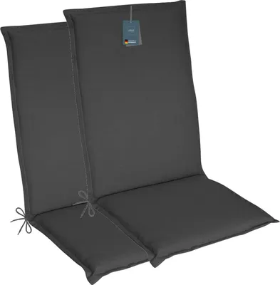 Produktbild von LILENO HOME Gartenstuhl Auflagen als [2er Set - Hochlehner] in Anthrazit - bequeme Liegen als Sitzauflagen für Gartenmöbel - Stuhlkissen für Gartenstühle und Klappstühle MALT