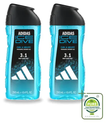 Produktbild von 2 x Adidas 3-in-1 Duschgel Ice Dive - 250 ml - Großpackung - 2 Stücke