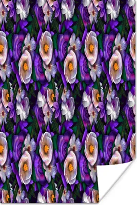 Produktbild von MuchoWow® Poster Blumen - Lila - Muster 120x180 cm - Kunstposter
