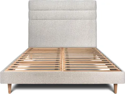 Productafbeelding van Bed met gestoffeerde hoofdbord – Bouclé-stof - 180 x 200 cm