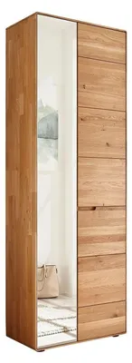 Produktbild von Garderobenschrank - 70 x 205 cm - 1 Tür - 1 Spiegeltür - Wildeiche massiv geölt