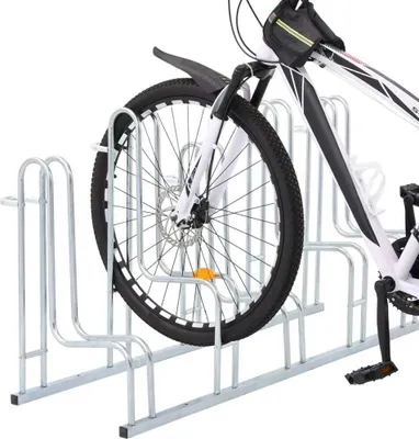 Immagine prodotto di Supporto per 5 Bici da Pavimento Autoportante Acciaio Zincato