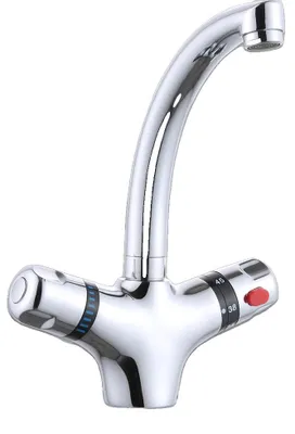 Produktbild von Küchenarmatur, Doppelgriff, Thermostatarmaturen, Silber