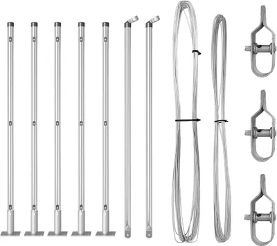 Produktbild von vidaXL Zaunpfosten 7 pcs Silber Stahl