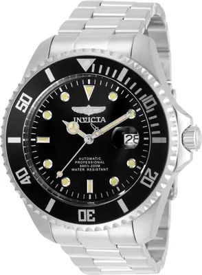 Obrázek produktu pro Invicta Pro Diver 35717 Pánské hodinky - Automatický strojek - Nerezová ocel s černým ciferníkem - 47 mm
