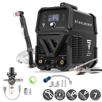 Immagine prodotto di Taglierina al plasma STAHLWERK CUT 60 P Digital - Taglierina al plasma da 60 A, capacità di taglio fino a 20 mm, taglierina al plasma ad inverter con accensione pilotata HF
