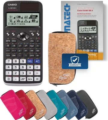 Produktbild von Casio FX-991 DE X Taschenrechner mit Schutztasche kork und Fachbuch