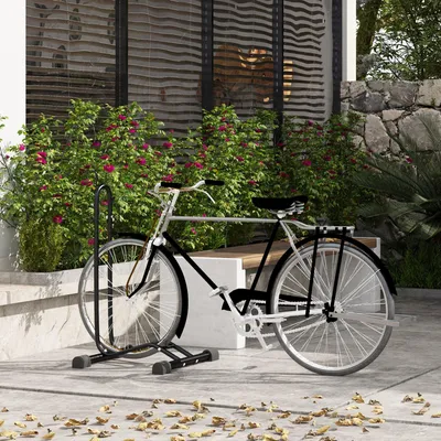 Produktbild von Fahrradständer vertikal horizontal verstellbar, Einzelständer Stahl, Schwarz | 41 x 41 x 76–121 cm | 24–29 Zoll, 700c | gummierte Füße